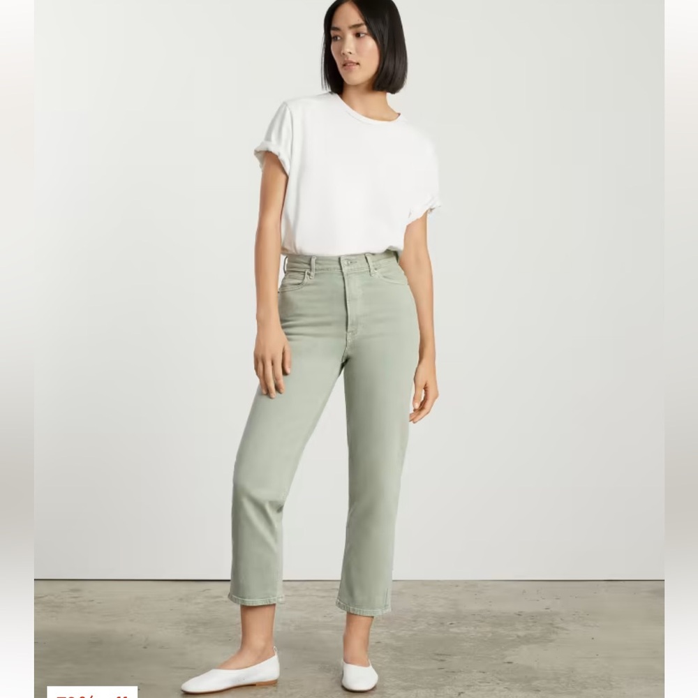 Everlane Way High Jean Archroma Aqua-Grey Sage size 29 Tall Eco Excellent